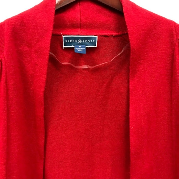 Karen Scott Size M Red Cardigan - Picture 2 of 5
